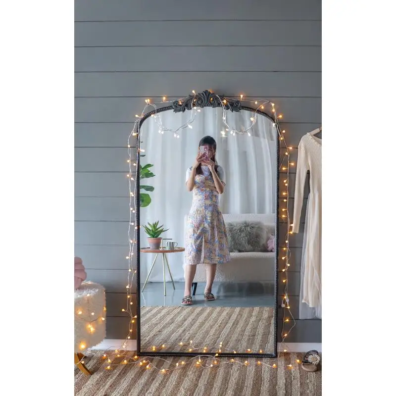 

66x36 Arched Full Length Mirror, Wall Mounted or Leaning Black Mirror for Living Room