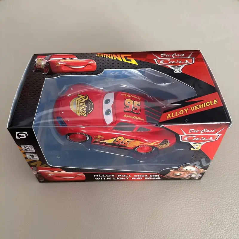 Lightning Mcqueen Cartoon Disney Pixar Original Alloy Car With Light Music Model Mater Pull Back Car Model Set Kids Birthday Toy