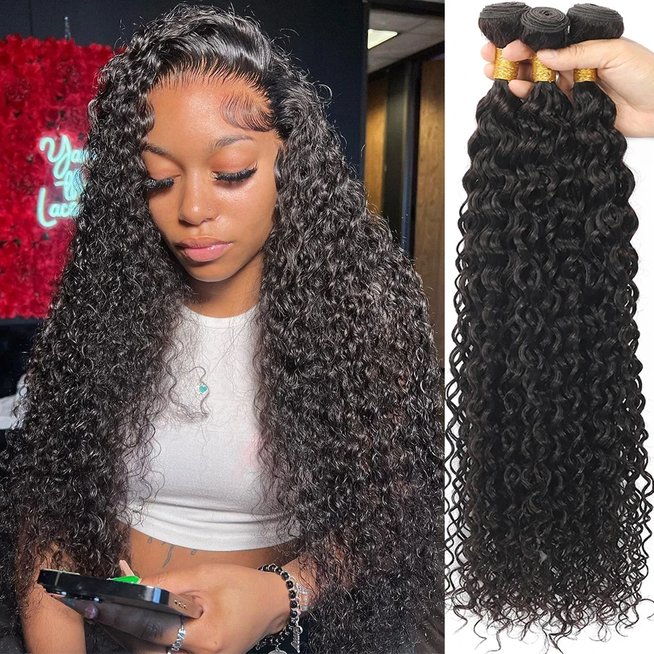 

Water Wave Bundles 10A Peruvian Virgin 100% Human Hair Bundles 30 32 Inch 3 Bundles Deal Wet And Wavy Curly Hair Extensions