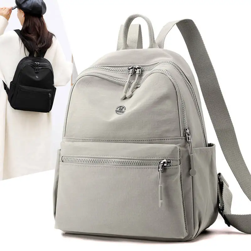 Casual Multi Pockets Backpacks For Women Waterproof Nylon Daypack Women Lightweight Back Pack Ladies Large Capacity Travel Bags