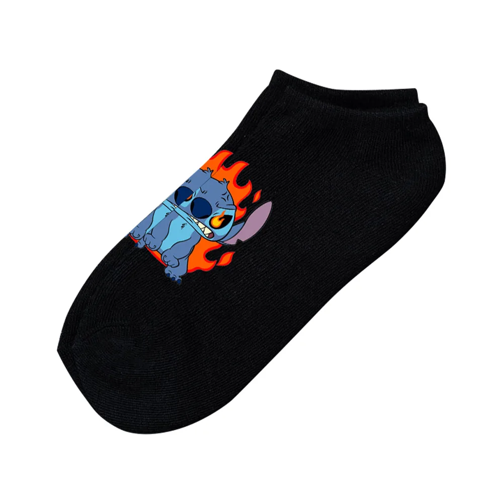 Disney Lilo Stitch Short Multi-Color Boat Socks Spring Summer Cartoon Simple Breathable Socks for Men and Women Cute Short Socks