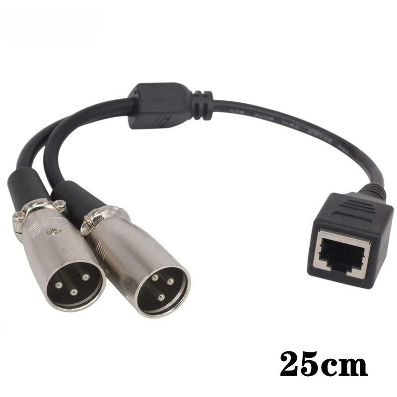 Dual XLR 3Pin Female male to RJ45 female audio Network Interface female to XLR 3pin female Audio signal transmission Short cable