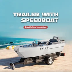 163PCS Tugboat Building Blocks Trailer With Sea Speedboat Model Bricks Desktop Decoration Education Toys For Kids Holiday Gifts