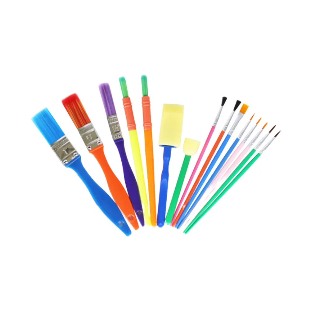 15Pcs Painting Brush Set Sponge Art Tools Assorted Shapes Sizes Easy Grip Handles Safe Educational Creativity Development