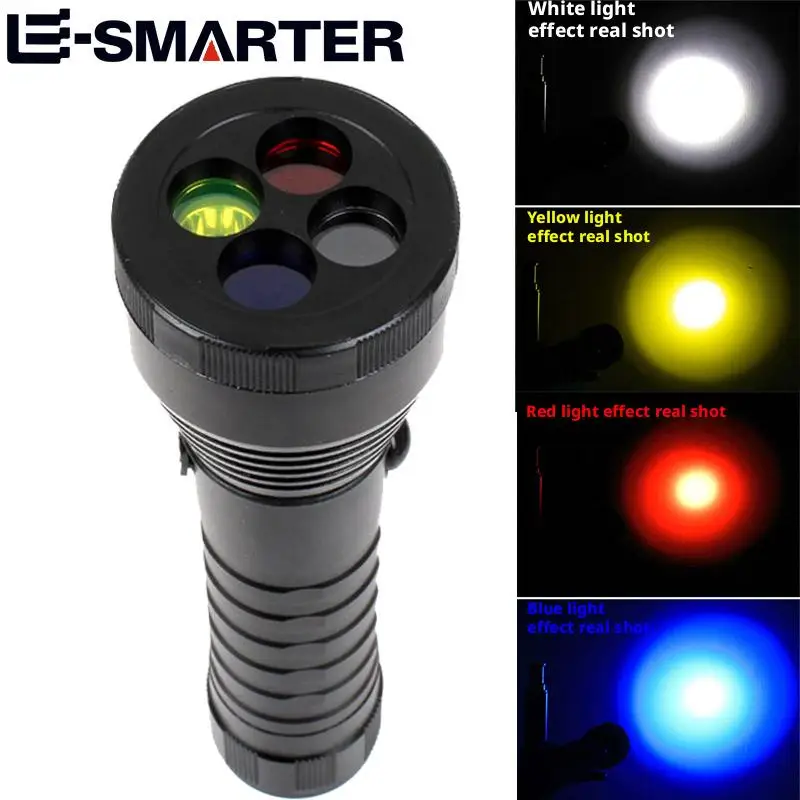 Rechargeable Work Light LED Life-Saving Flashlight Strong Signal Light with Four-Color Light Source for Illumination