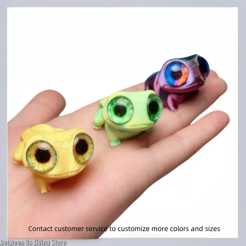 Estatueta de sapo de olhos grandes impressa em 3D Articulações móveis articuladas, olhos realistas, mini brinquedo animal e presente de decoração de casa para crianças