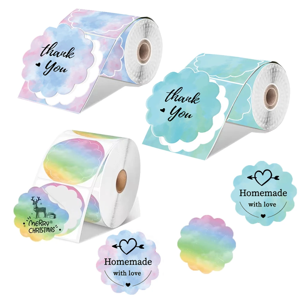 

3 рулона цветной наклейки для этикеток, круглая серия для phomemo M110/M220/M221/M120/M200, этикетки, клейкая термобумага для этикеток