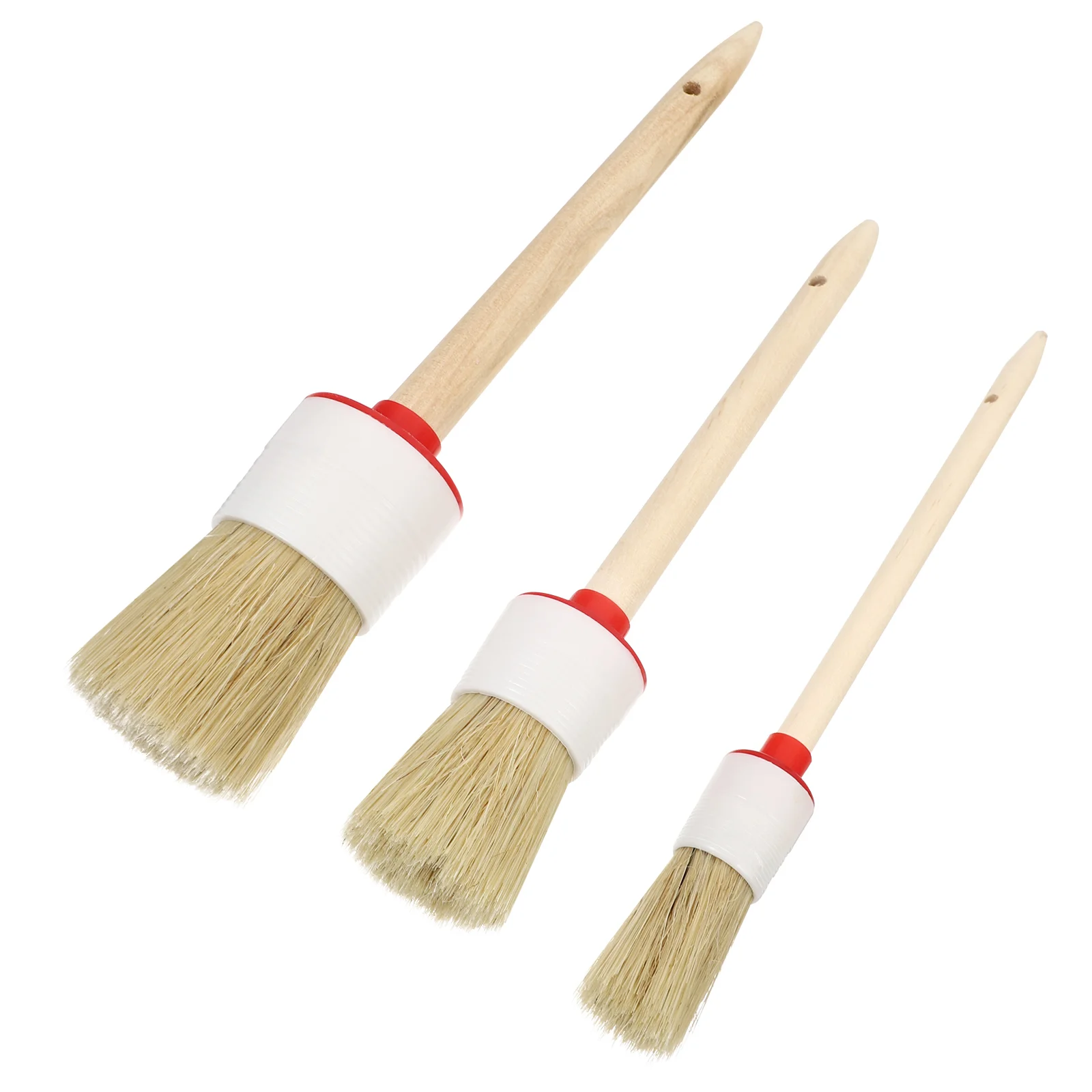 3 Pcs/set Home Pig Hair Paint Brush Paintbrushes Bristle Wooden Handle Bristles