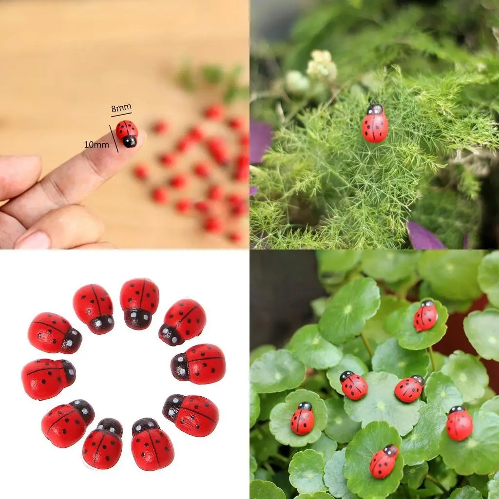 

E8BD 10Pcs Mini Ladybird Red for Doll House Garden Decor Ornament
