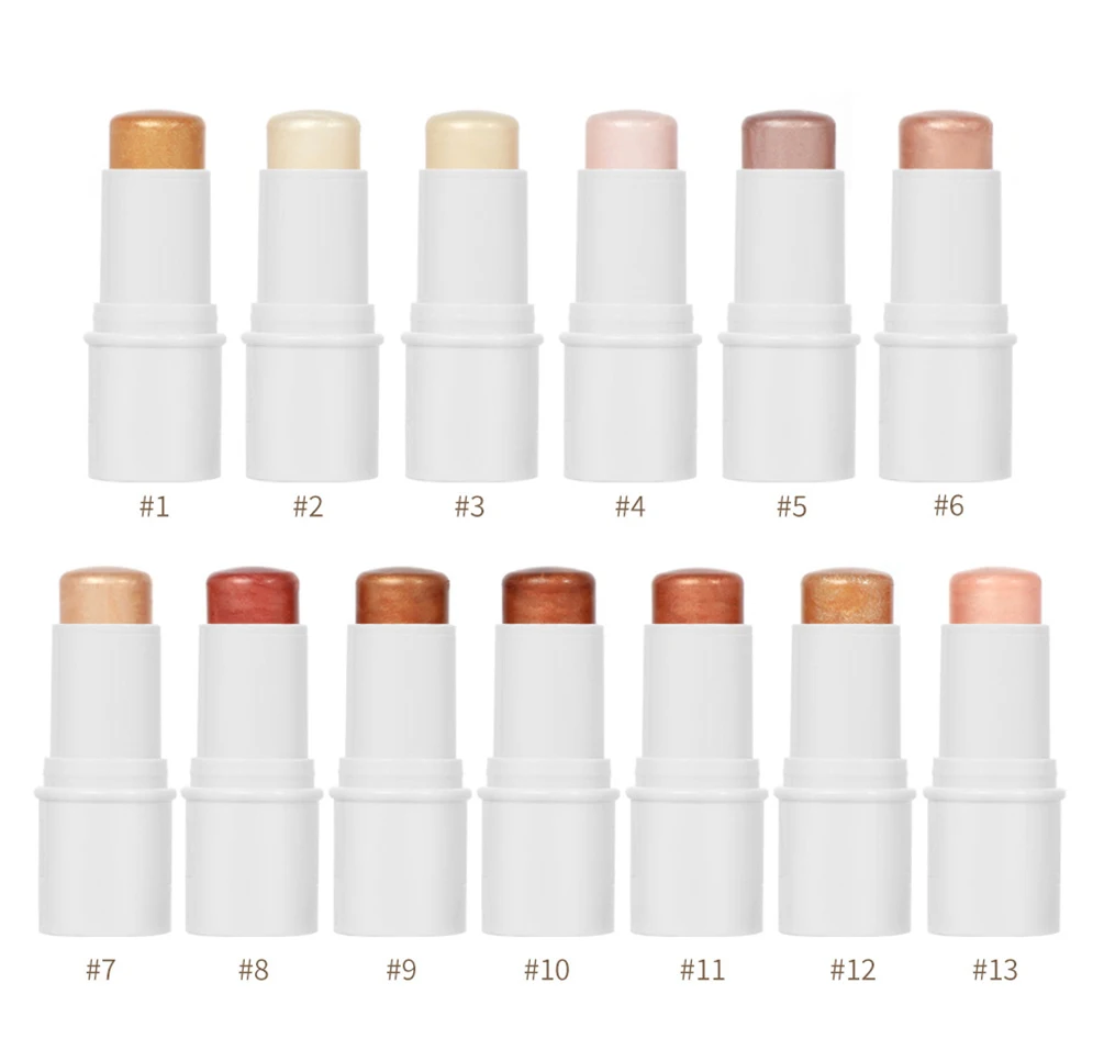 ハイライタースティック プライベートラベル ホワイトチューブ ヴィーガン カスタムロゴ 汚れにくい 長持ち ブライトニング 防水 コンター メイクアップ バルク