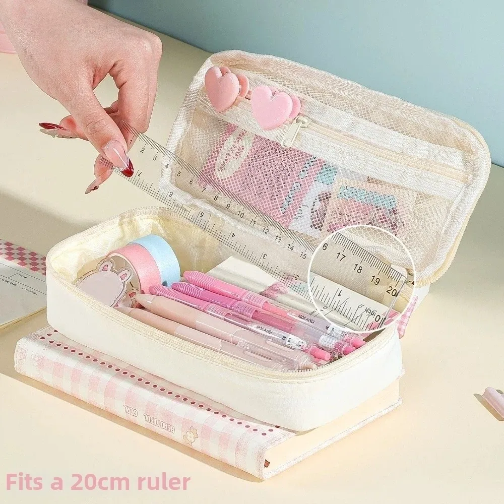 Rabbit Bunny Dots Pencil Case Star Desktop Storage Cartoon Pencil Pouch Y2K Print Stationery Cloth Stationery Bag