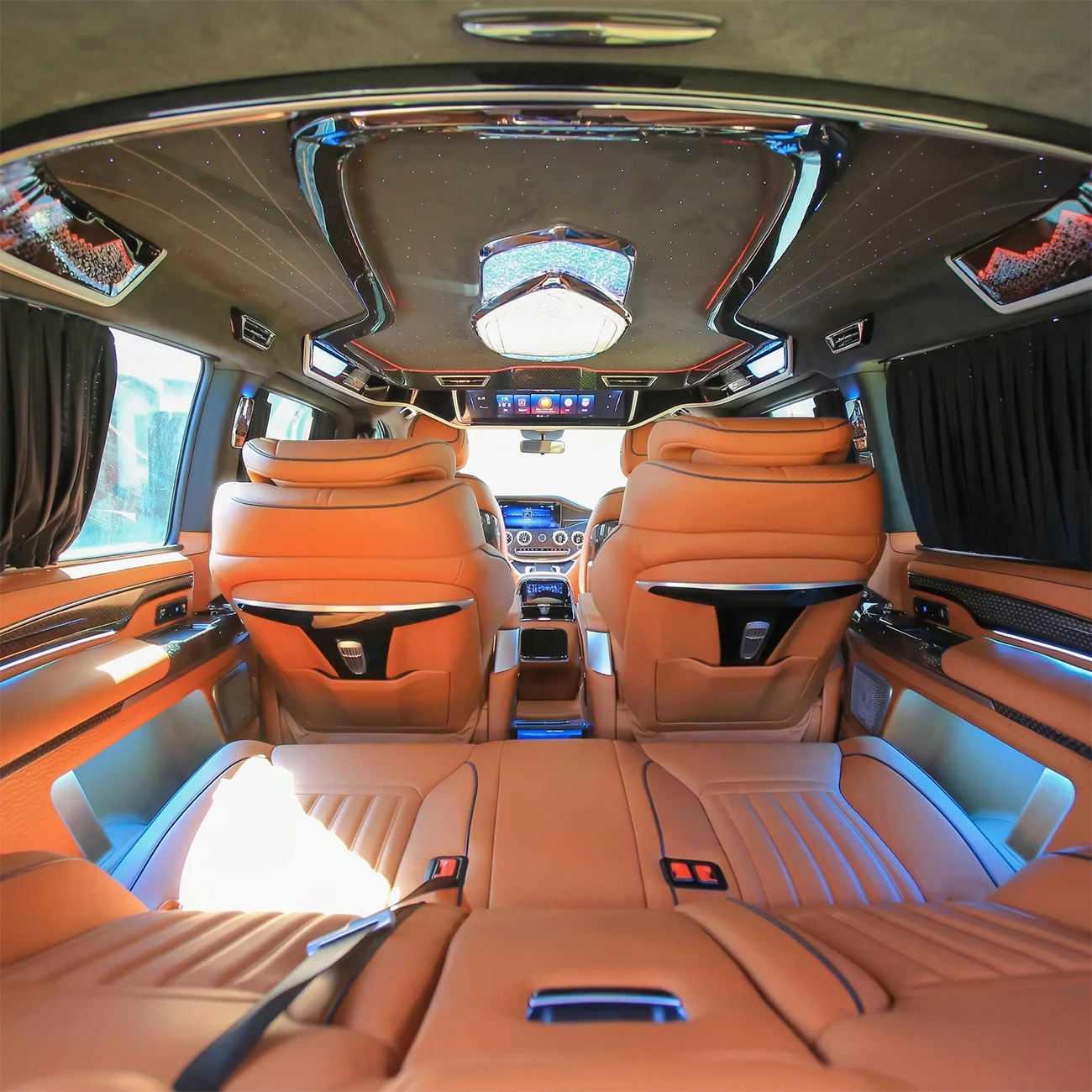 Classical Aluminum Alloy Car Interior Conversion Kit for Vito Convertible Orange Leather Sofa Bed with Starry Sky No Reviews yet