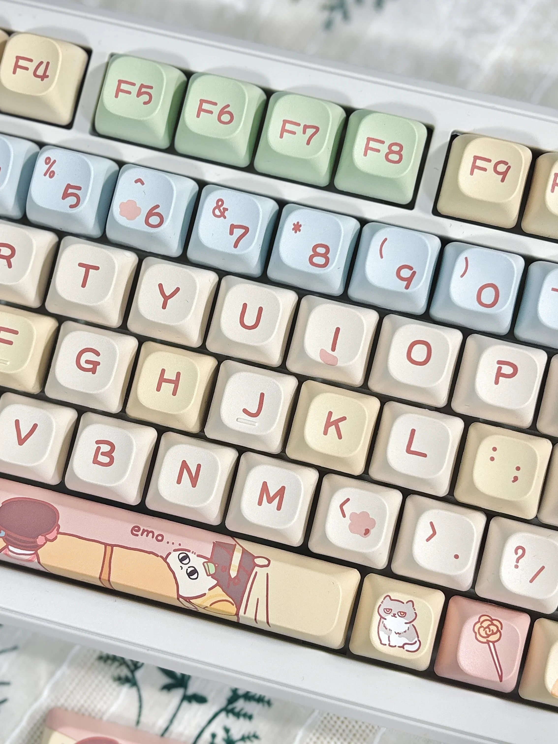 150 Keys Cat Keycap Dma Pbt Theme Keycap Cartoon Cat Diy Mechanical Keyboard Cute White Keycap Chinese Style Animation Keycaps