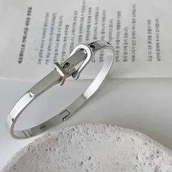 Silver Color Horseshoe Belt Buckle Bangle&Bracelet for Women Cool Creative Design Prevent Allergy Bangles Party Jewelry Gift