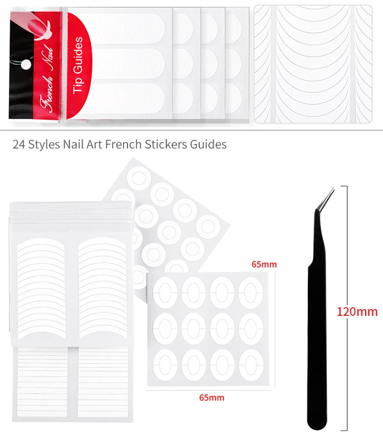 French Tip Maniküre-Aufkleber, 10/50/100 Stück, Nagelkunst-Führungsstreifen, French Line, selbstklebende DIY-Nagelaufkleber, Fransendesigns – Detail 3