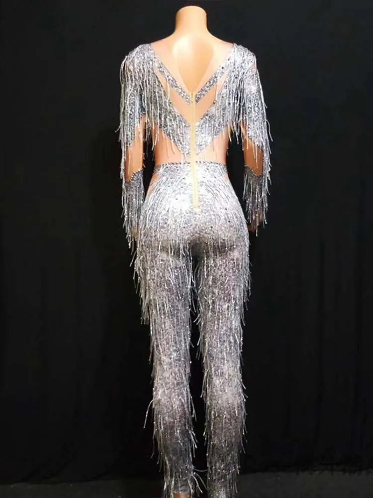 Wysokiej jakości tłoczony na gorąco elastyczny kombinezon z frędzlami 2024, nowa moda, niestandardowa odzież damska