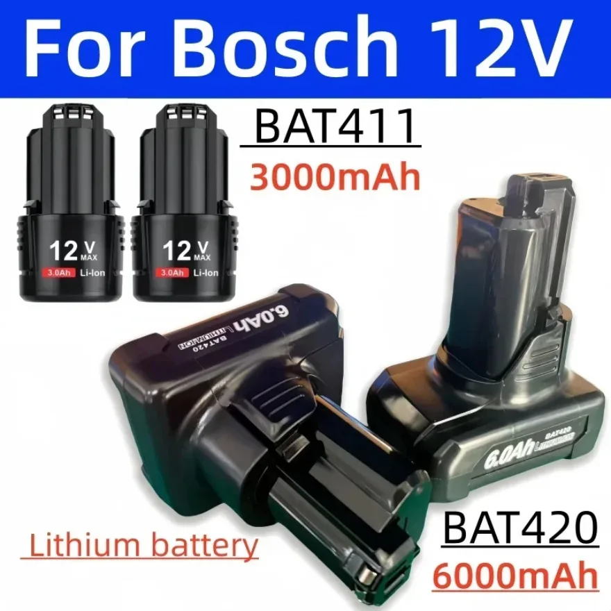 2026 New For Bosch 12V 3.0Ah6.0Ah rechargeable lithium battery used for power tools with real capacity Global air transportation