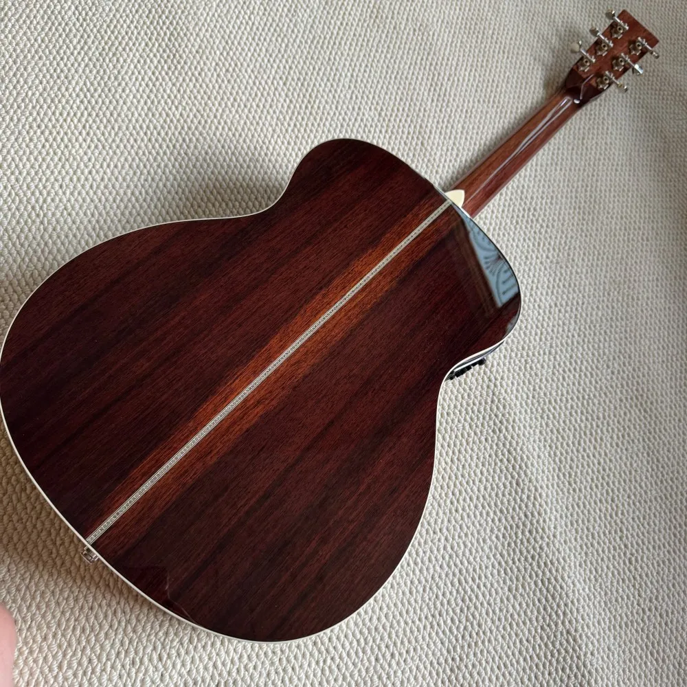 Hot Deal Yellow Glossy 00028EC Acoustic Guitar Rosewood Fretboard Solid Spruce Wood Bone Nut