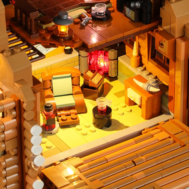 ハンティングロッジハウス建物セット、都市建築F9018Lモジュール式ビルディングブロックモデルキット、大人子供へのギフト2036個