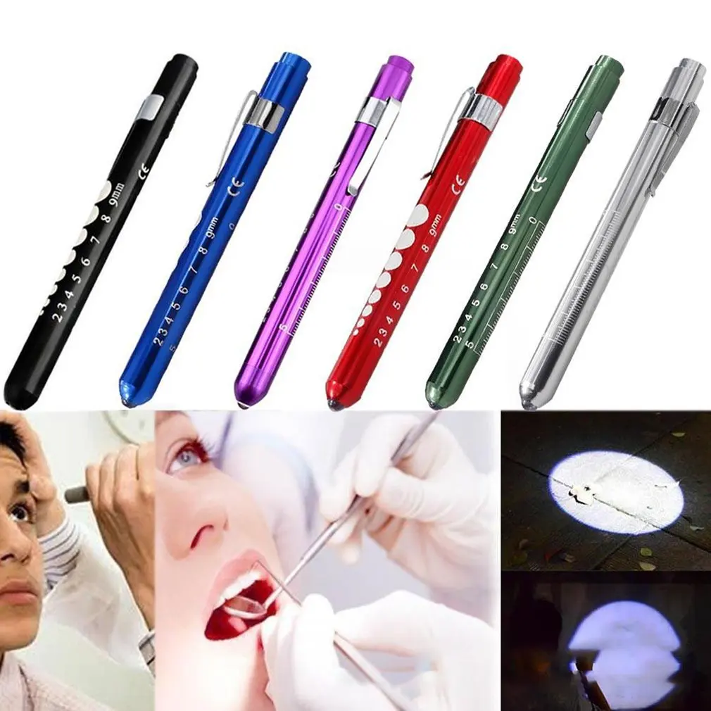 مصباح يدوي LED محمول مع مقياس التلميذ ، قلم الإسعافات الأولية القابل لإعادة الاستخدام ، مصباح الشعلة الخفيفة ، قياس للطبيب والممرضة ، قلم التشخيص