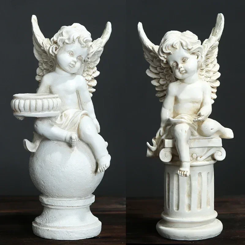 

European Resin Cute Angel Boy Ornaments Crafts Wedding Gift Decoration Home Livingroom Office Desktop Figurines Statue Decor Art