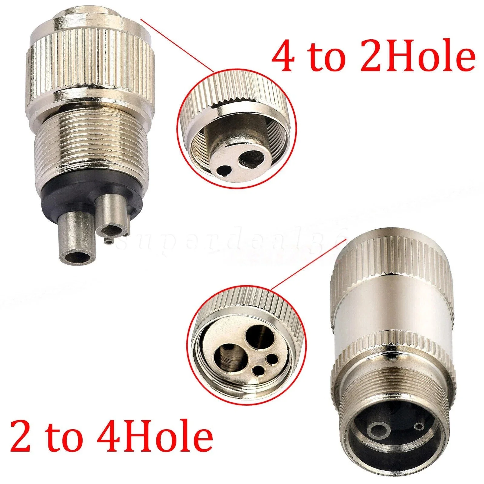 Dental Turbine Adapter Holes Changer Hole 4 to 2/2 to 4 Fit For High Speed Handpiece