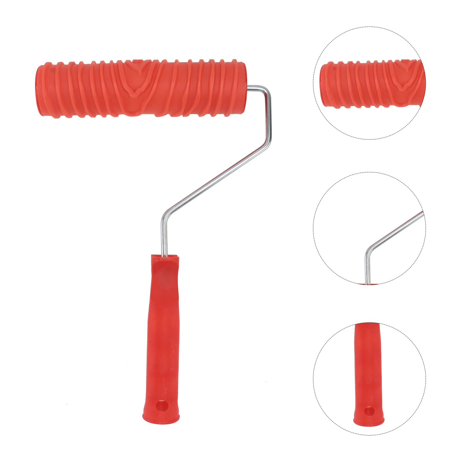 

7-inch DIY Wall Decoration Empaistic Wooden Grain Painting Roller with Plastic Handle (Red) Paint roller