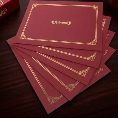 

5Pcs Certificate Covers Paper Document Holders Gold Stamping Stylish Border Designs for Awards Diplomas Photos Office Home