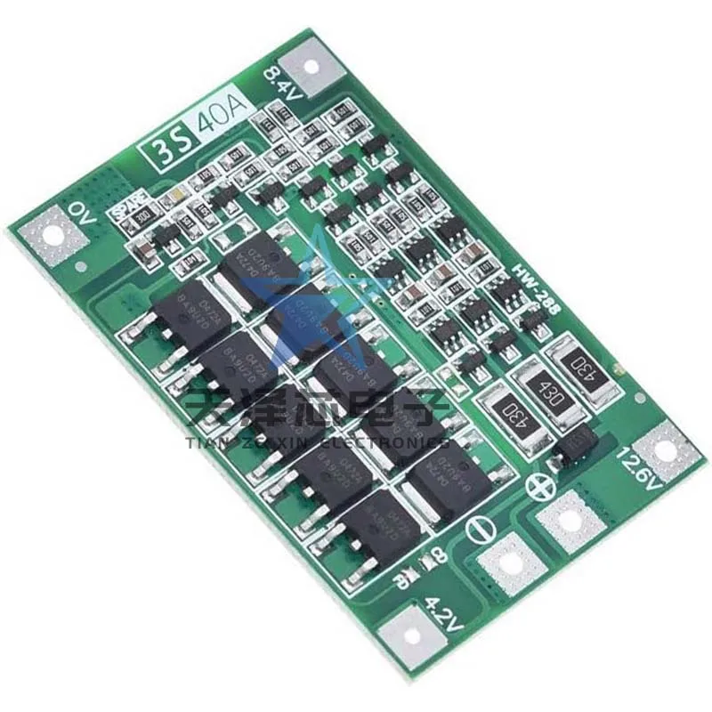 

3 Series 11.1V 12.6V 18650 Lithium Battery Protection Board With Equalization Can Start Electric Drill 40A Current