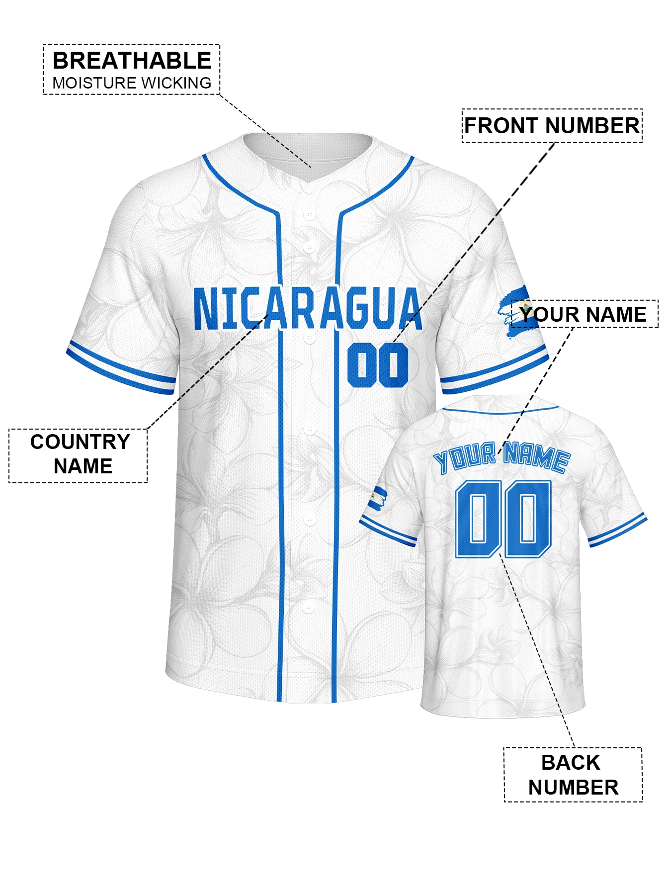 Camiseta Béisbol Personalizada Nicaragua - usage example