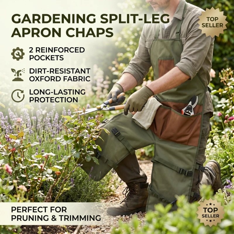 Multi Pockets Extended Gardening Leg Apron Anti Dirt Garden Pruning Protective Apron for Outdoor Garden Maintenance Work