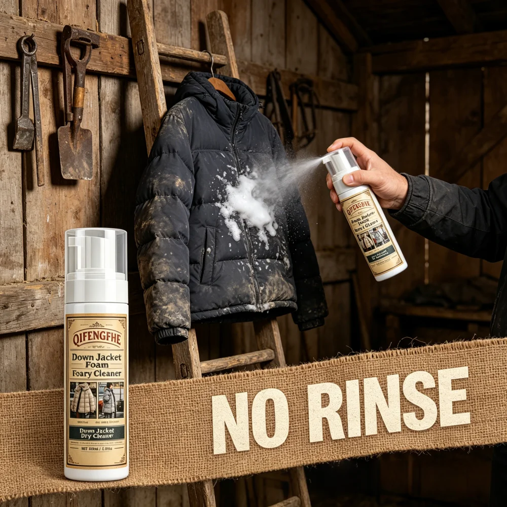 QIFENGHE 200ml Down Jacket Foam Cleaner, Waterless Stain Remover Spray for Down Coat, Winter Clothes, No-Wash Fabric Cleaning Fo