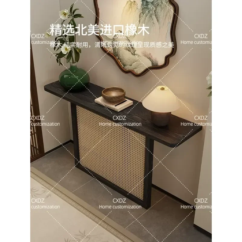 Medieval Style Solid Wood Oak Porch Table Long Strip Wall Shelf Case Decoration Chinese Corridor Home Desk