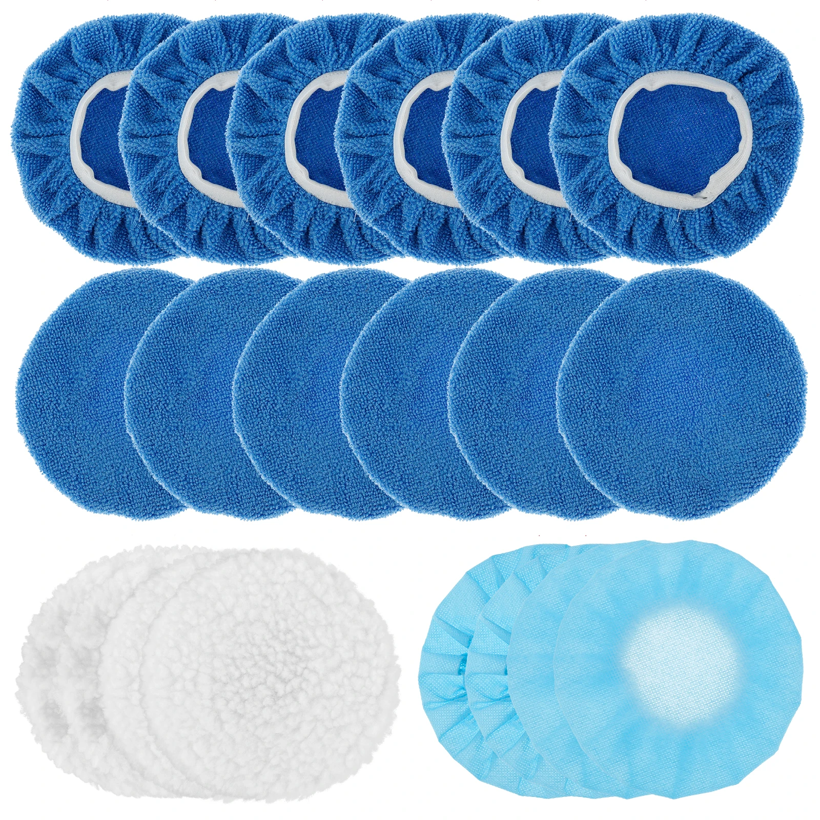 20PCS Car Buffer Polisher Pad Soft Microfiber Polishing Bonnets 5-6inch Car Orbital Waxing Cover Kit Auto Waxer Pad with Woollen