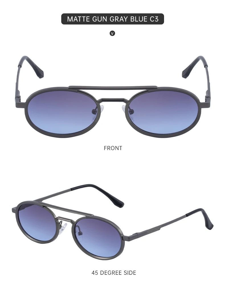 Ovale Steampunk-Sonnenbrille mit kleinem Rahmen für Damen, 2026, luxuriöse Vintage-Rundsonnenbrille für Damen, Doppelstrahl-Brille für Damen – Detail 17