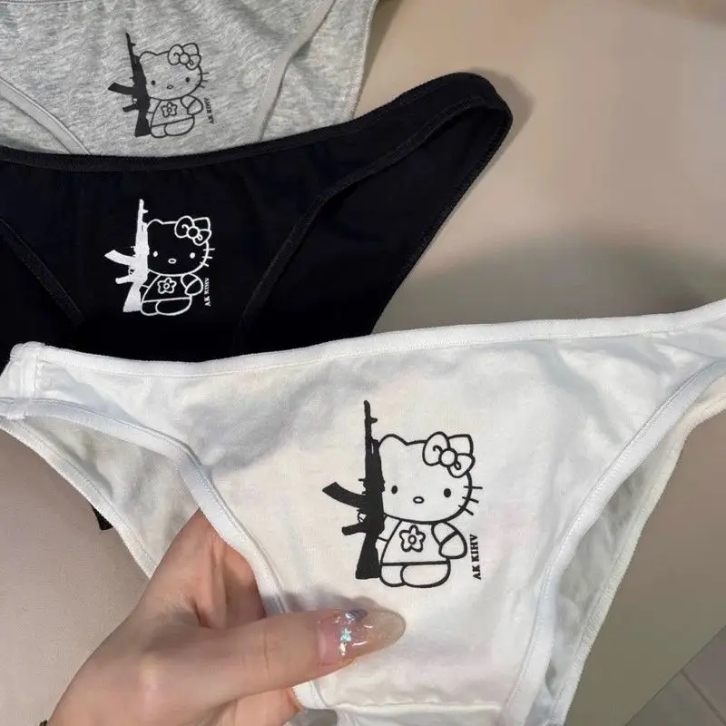 New Sanrio Anime Cartoon Hello Kitty Panties Women Sexy Thong Women's Low Waist Panties Cute Anime Print Briefs Underwear Gift