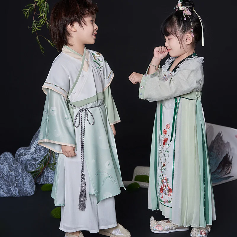 New children's Han suit, Republic of China style, improved long sleeved sister and brother clothes, Chinese style, boys and