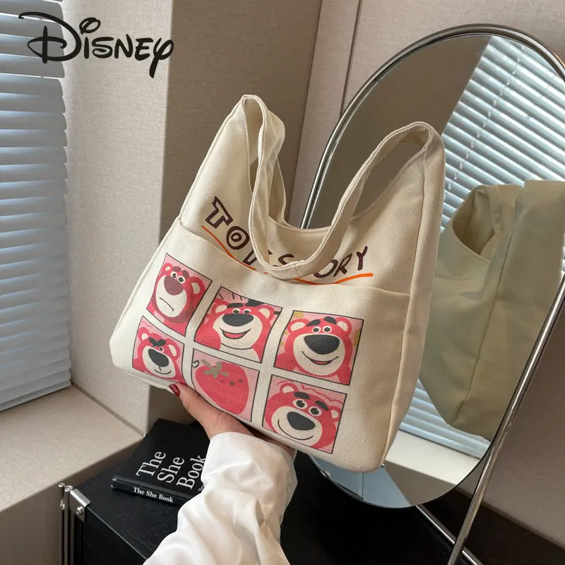 Disney Strawberry Bear New Women's Bag High Quality High Capacity Fashion Handbag Cartoon Leisure Multifunctional Shopping Bag