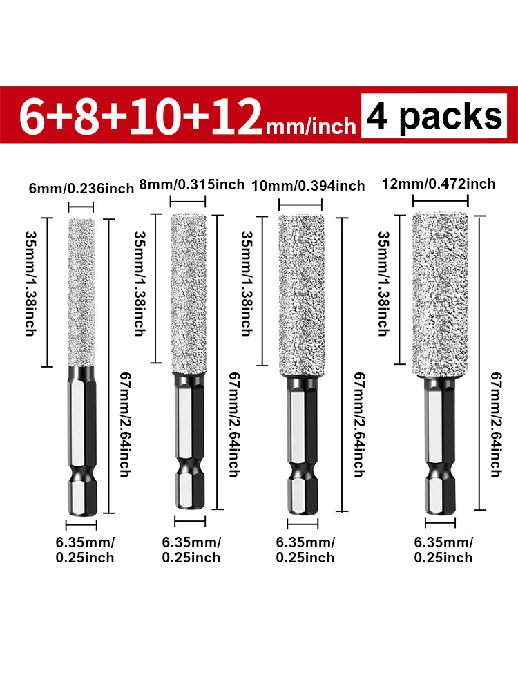 

Vacuum Brazed Core Drill Bit Kit Quick Change Hex Shank For Porcelain Granite Tile Marble 6mm-12mm Dry Diamond Drill Bits Set