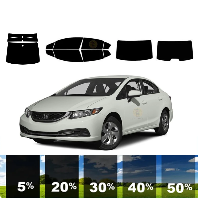 precut Removable Window Tint Film For Car 100% UVR 5%-70%VLT Heat Insulation Carbon ﻿For HONDA CIVIC 4 DR SEDAN 2012-2015