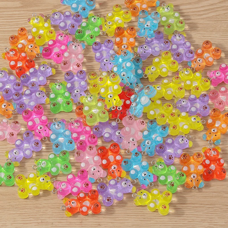 10pcs 18x30mm Cartoon Resin Gummy Bear Charms Pendant for Jewelry Making Drop Earrings Necklaces Bracelets DIY Crafts Supplies
