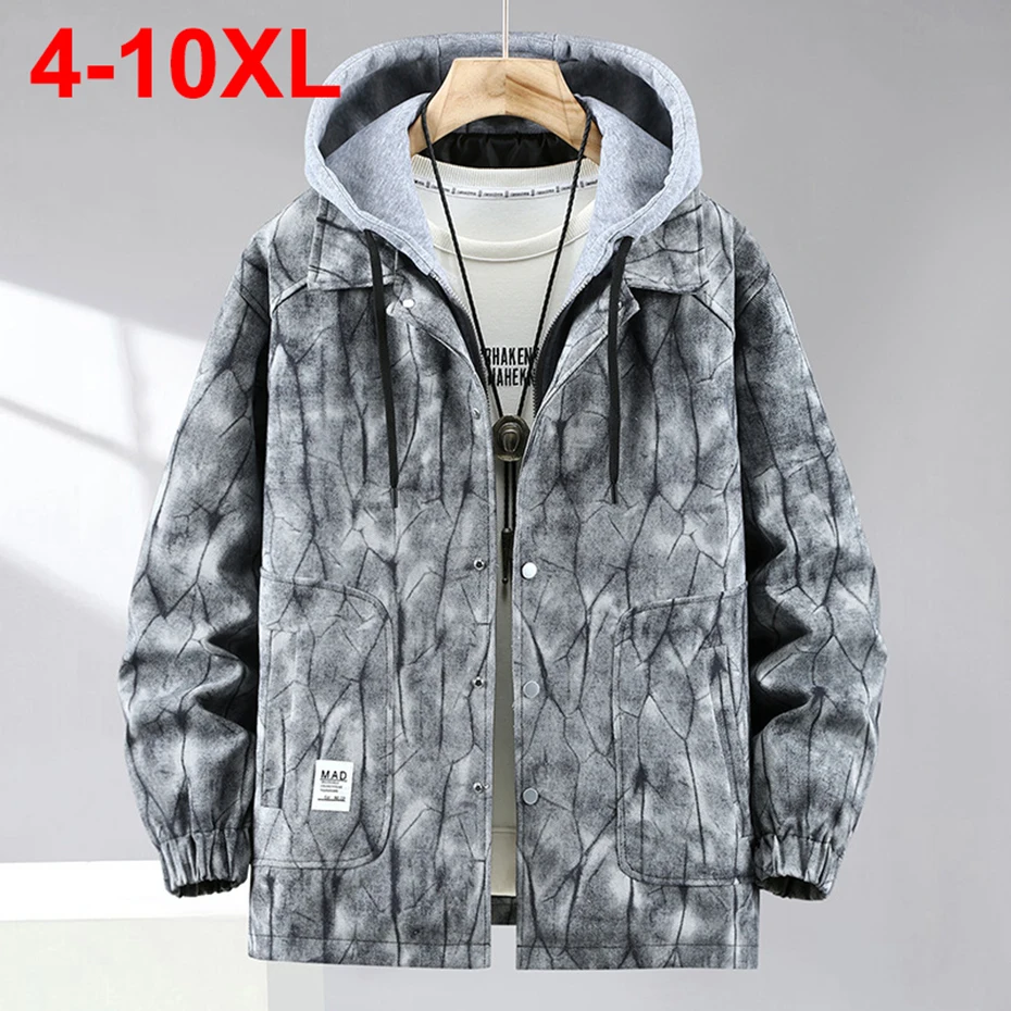

10XL Мужские куртки с капюшоном Ветровка Повседневные свободные куртки большого размера 9XL 8XL Поддельные куртки из двух предметов 7XL для мужчин