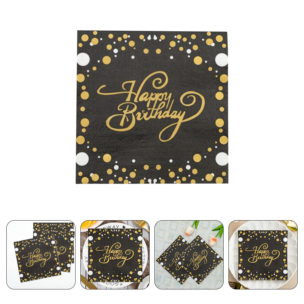 60 Pcs Birthday Napkins Paper Dessert Decorative Party Serve Bathroom Printed Cocktail Baby