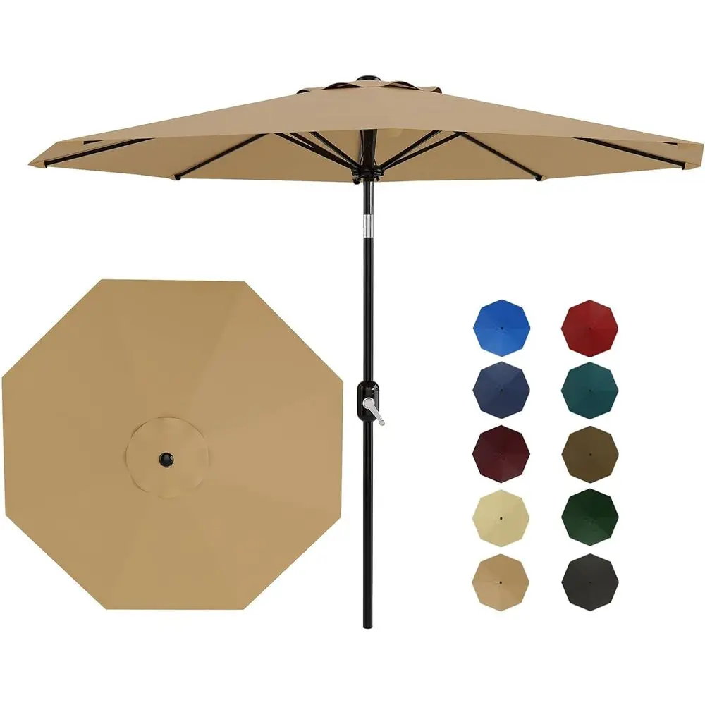 

10-Foot Outdoor Patio Umbrella with 8 Ribs, Crank Tilt & UV Protection for Deck, Yard, Garden, Pool