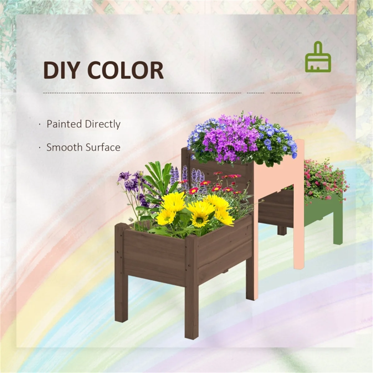 

Wooden Planter、Flower shelf,Wood Planter Box-Coffee