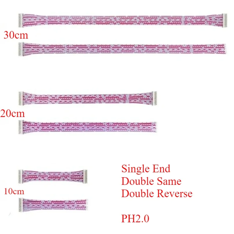 

50pcs PH2.0 MM Single/Double Same /Reverse Connector Terminal Flat Cable Lenght 10/20/30cm Pitch 2/3/4/5/6/7/8/9/10/11/12pin