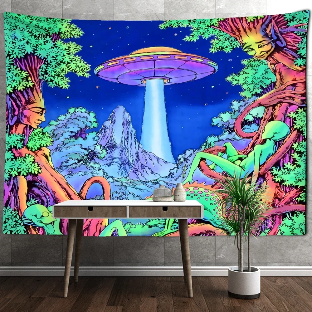 Abstract Underwater Jellyfish Wall Hanging Tapestry Witchcraft Psychedelic Fantasy Botanical Alien Art Room Decor