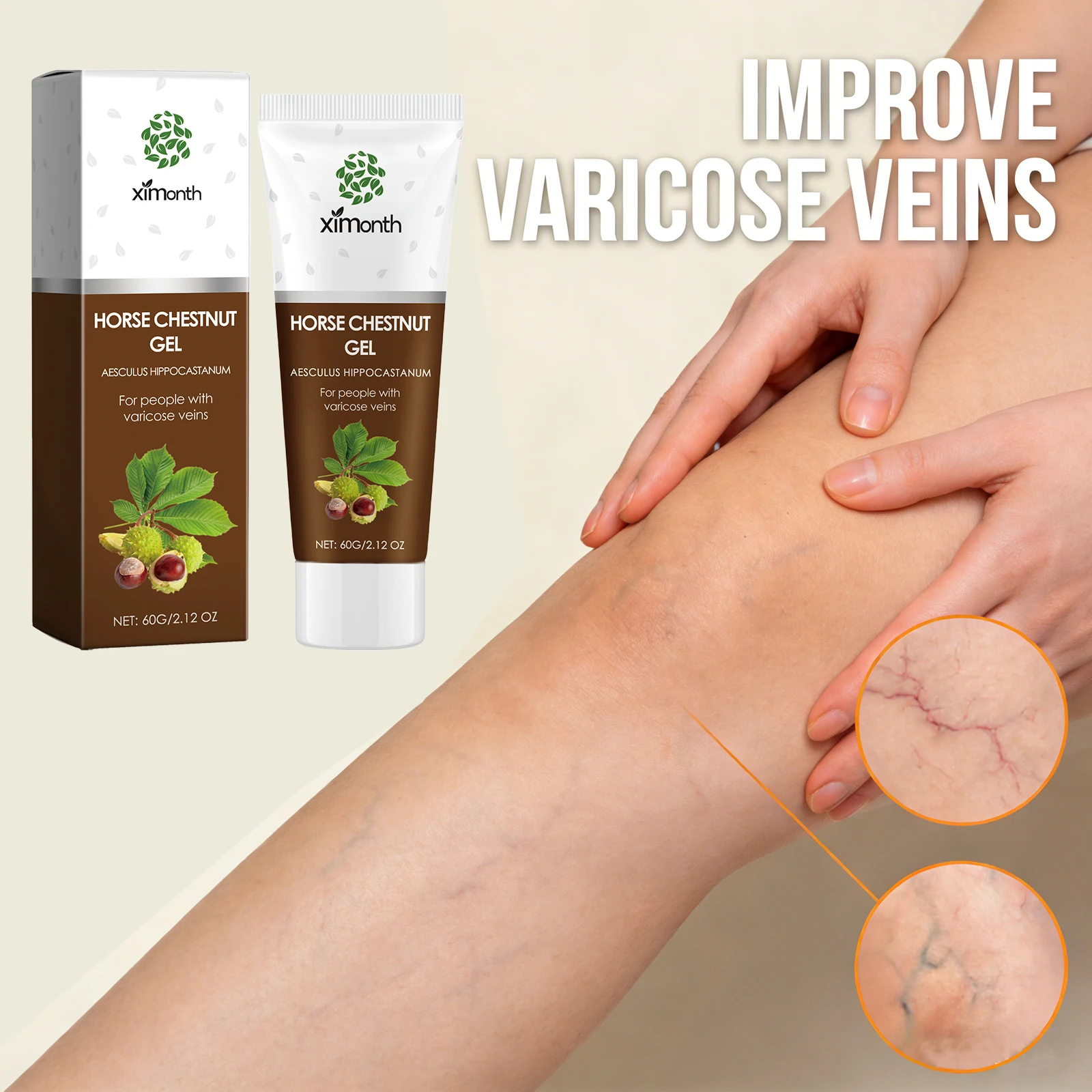 Horse Chestnut Varicose Veins Gel Eliminate Vasculitis Phlebitis Moisturizing Soothe Leg Pain Skin Anti-Inflammatory Treatment