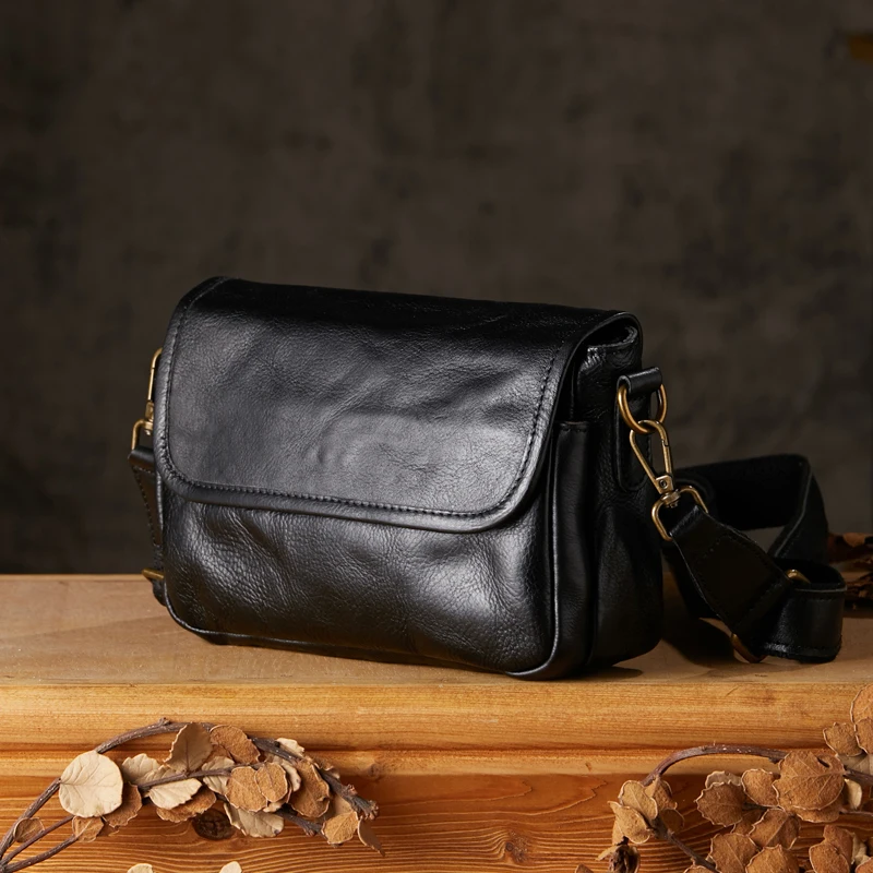 Handmade Genuine Leather Office Messenger Bag For Men Top Layer Cowhide Leather Outdoor Shoulder Bag Casual Cross body Cling Bag