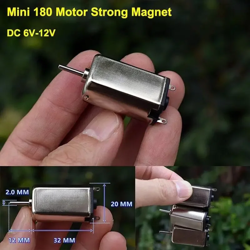 Micro 20mm FF-180 DC Motor 9V 6V-12V 10000RPM High Speed Metal Brush Motor Strong Magnet for Toy Car